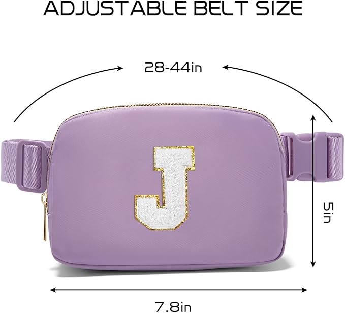 Gitus Birthday Gifts for 8 9 10 11 12 13 Year Old Girls Personalized Fanny Pack Crossbody Bags with Initial Letter Patch Belt Bag for Teen Girls Cute Trendy Stuff Travel Essentials (Lavender-J)