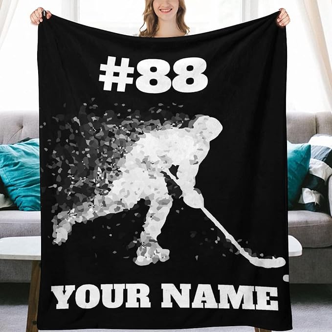 Boys Hockey Gifts - Ice Hockey Blanket for Girls - Kids Throw Blankets for Girls - 60"x80" Soft Warm Throws for Sofa
