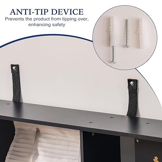 ROBOTIME Wooden Play Kitchen for Kids, Toddler Kitchen Playset with Ice Maker and Coffee Machine, Realistic Kids Play Kitchen Toy Gift for Girls & Boys Ages 3+ Black