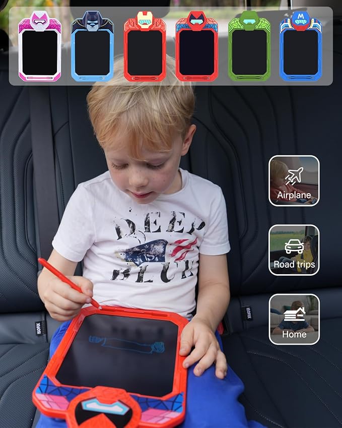 LCD Writing Tablet for Kids 10 Inch Mech Iron Hero for Toddler 3 4 5 6 7 8 - Paint, Doodle Board, Drawing Pad - Travel Toys, Road Trip Car Activities, Birthday Christmas Gift Boys & Man