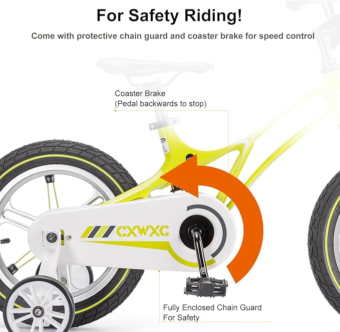 CXWXC Kids Bike - 14 16 18 Inch Children Bicycle for Boys Girls Age 3-9 Years, Single Speed Lightweight Kids Bikes with Training Wheel, Coaster/Disc Brake