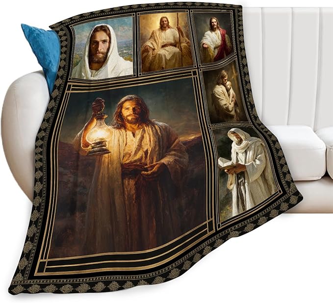 Christian Jesus Blanket Religious Catholic Jesus Throw Blankets Gifts for Girls Boys Kids Soft Cozy Fleece Plush for Couch Sofa Bed 50"x40"