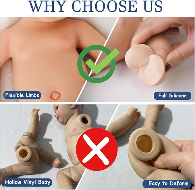 17.72 in Full Silicone Reborn Baby Dolls, 1:1 Lifelike Newborn Dolls Non Vinyl Realistic Reborn Toddler Dolls Boy Washable Sleeping Doll