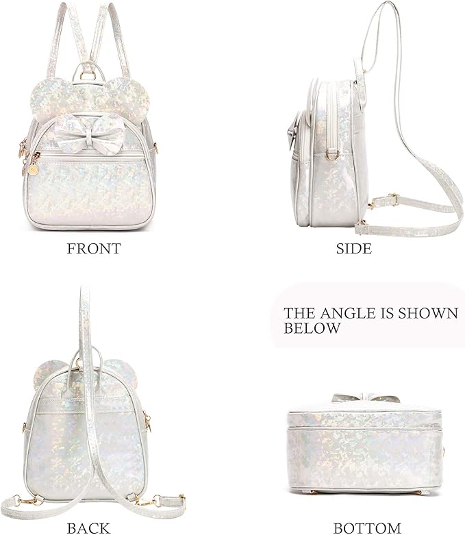 KL928 Girls Mini Backpack Bowknot Polka Dot Cute Small Daypacks Convertible Shoulder Bag Purse for Women