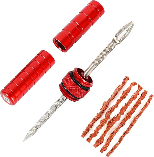 BWSHLF Tubeless Bike Tire Repair Kit for MTB and Road Bicycle Tires, Puncture Kit Include Bacon Strips Embedding Tool Red