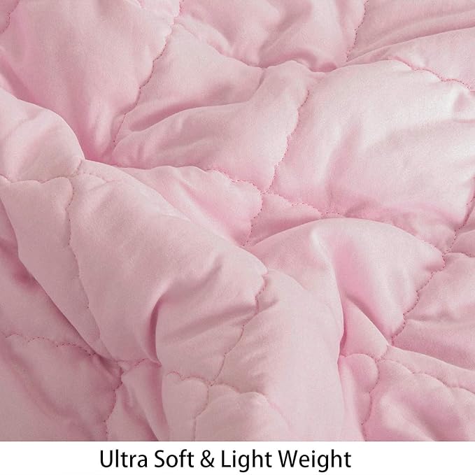 NTBAY Down Alternative Oversized Toddler Comforter, Super Soft and Warm Solid Color Baby Crib Quilted Blanket, 43x60 inches, Pink