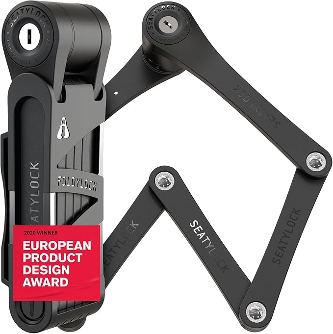 Seatylock FoldyLock Compact Folding Bike Lock - Award Winning Patented Lightweight High Security Bicycle Lock - Heavy Duty Anti Theft Smart Secure Guard with Keys & Case for Bikes or Scooters