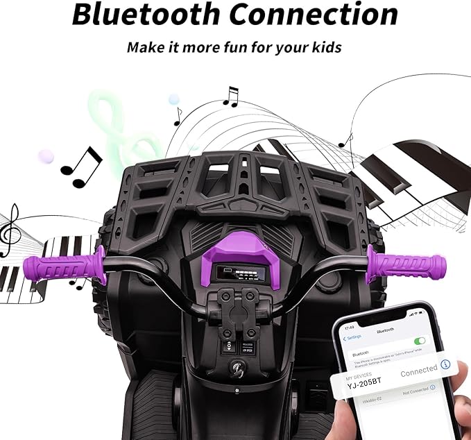 Kids ATV 4 Wheeler, 24V 4WD Electric ATV Ride On Toy for Big Kid with 2-Seater, 4x200W Motor - Purple