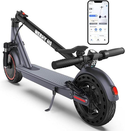 WERHY Electric Scooter, 8.5"/10"/14" Tire, Powerful 350/500W Motor, Top Speed 19/22 MPH, 21-49Miles Max Range, Folding Escooter for Adults & Teens with Dual Braking