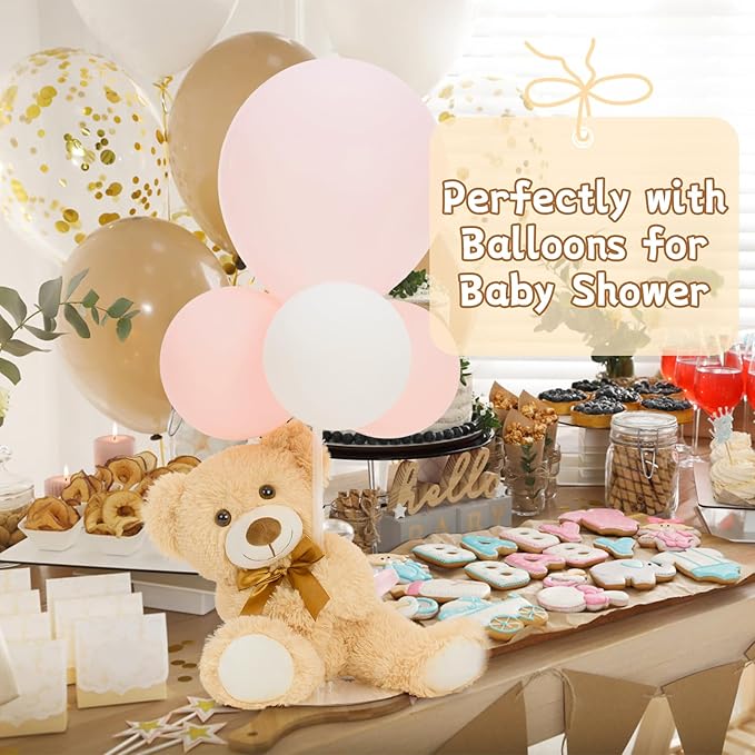 MorisMos 14Pcs Teddy Bears Bulk Baby Shower, 14inch Cute Teddy Bear Stuffed Animal Plush, Small Stuffed Bears on Centerpiece Baby Shower, Kids Party Favors, Brown