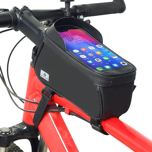 ROCK CLOUD Bike Frame Bag Phone Mount Waterproof Top Tube Handlebar Bag Bicycle Accessories Touch Screen Front Bike Pouch Fits Phones Under 6.5”
