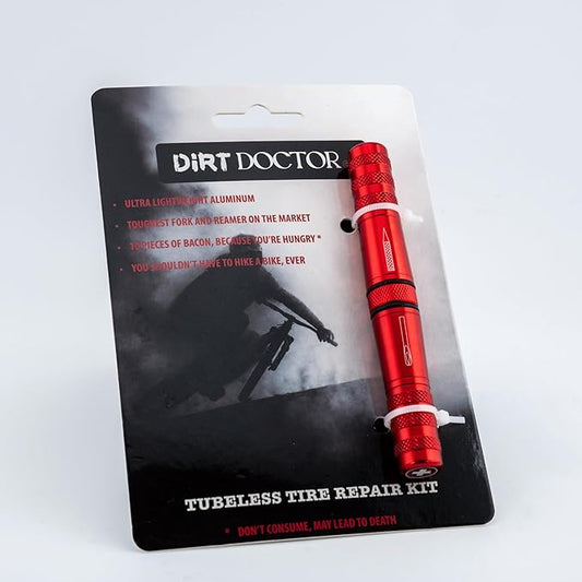 Tubeless Tire Repair Kit – Ultra-Light MTB & Road Bike Flat Fix – 7075 Aluminum Plug Tool with Reamer – 10 Tire Bacon Strips – Easy Compact Bike Repair Kit