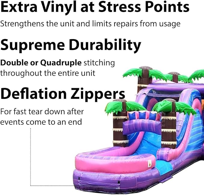 TentandTable Inflatable Bounce House Water Slide for Kids 5-12 Large, Commercial Grade Mega Bouncy Castle for Adults, Jump House, Includes Electric Air Blower, 32' L x 16' W x 15' H, Purple Marble