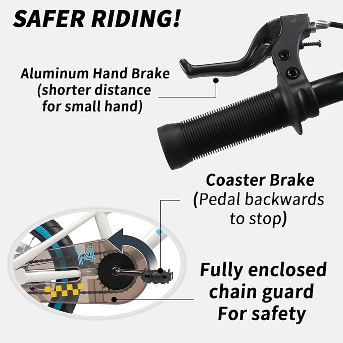 Glerc NuNu 12 14 16 Inch Kids Bike BMX Style for 2-8 Years Old Boys Girls, Toddler Bicycles with Training Wheels & Coaster Brake, Multiple Colors