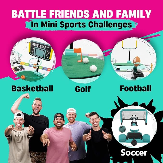 Dude Perfect Board Game with Soccer Add On; Action Packed Sports Challenges for Competitive Kids and Families | Perfect for Family Game Night; 2 to 5 Players; Ages 4 and up