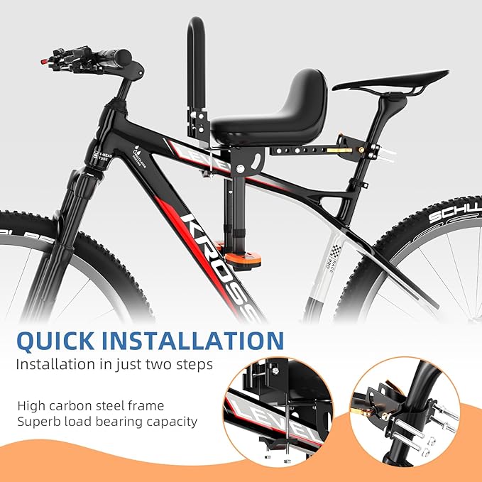 Child Bike Seat, Kids Bike Seat with Guardrail, High Seat Cushion Backrest Mountain Bike Child Bike Seat, Bicycle Child Safety Seat for Children from 1 to 3 Years Old