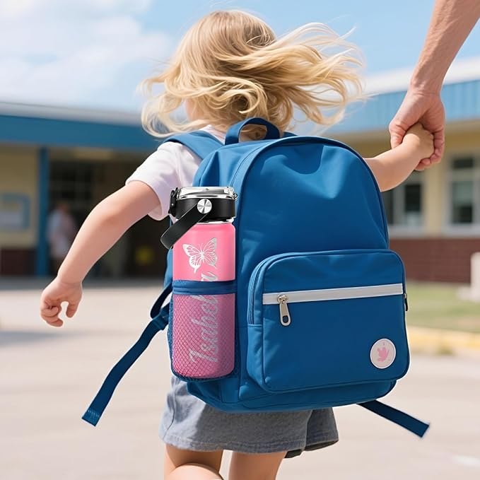 Personalized Kids Water Bottle with Name for School - Custom 18oz Water Bottle with Straw Lid Stainless Steel w/Engraved Names - Personalized Christmas Kids Gifts for Boys Girls kids (Engraved)