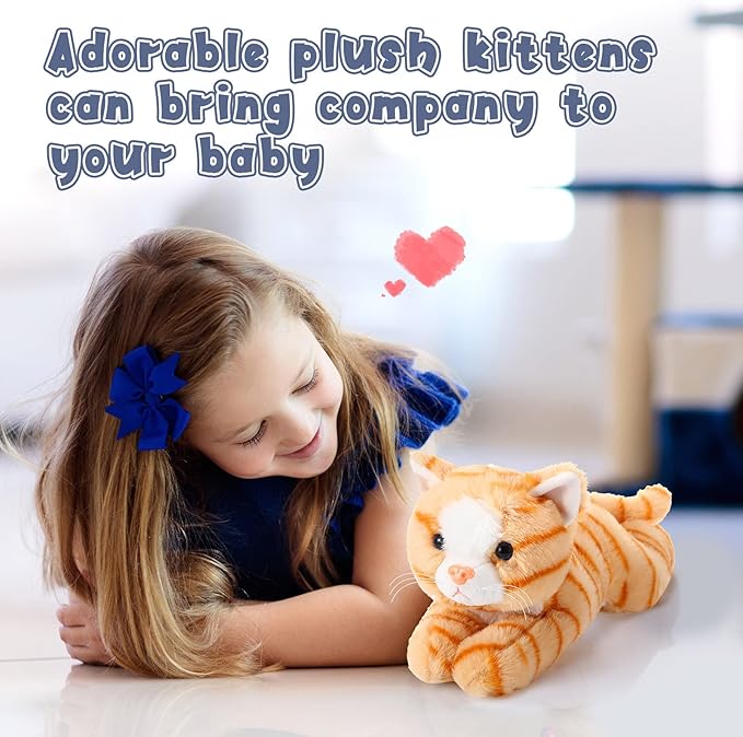 3 Pcs 9 Inch Cat Stuffed Animal Plush Gift Cute Kitten Plush Toys Small Cat Stuffed Animal Sleeping Gifts for Boys Girls Pet Party Favors(Classic Style)