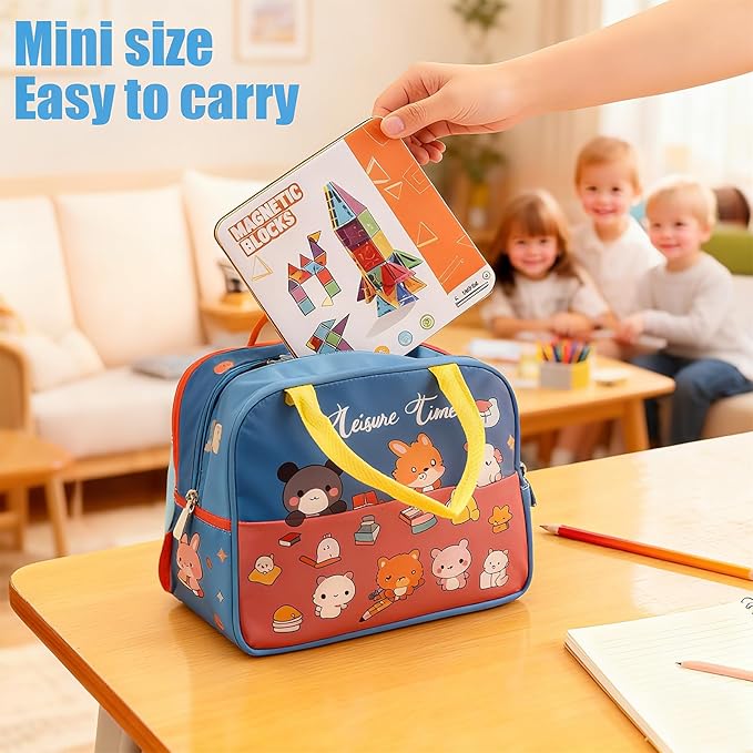 Mini Magnetic Tiles, Travel Toddler Toys Set, 36PCS Magnetic Building Blocks, Portable STEM Kids Toys for 3-8 Years Old Boys Girls Birthday, Montessori Preschool Learning Sensory Toys