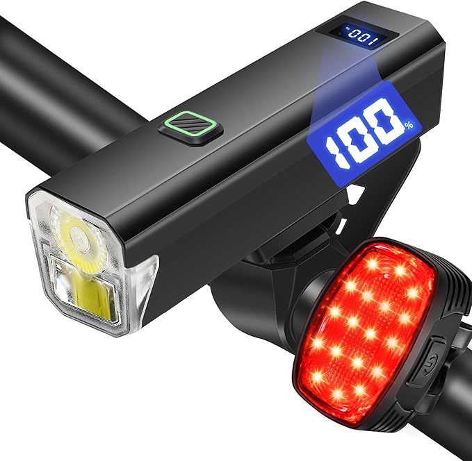 DARKBEAM 6000LM Bike Headlight USB-C Rechargeable, High Lumen Super Bright Bike Light Set for Night Riding, 12+5 Modes Waterproof Bicycle Lights for Road, Mountain, Cycling