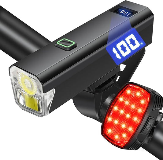 DARKBEAM 6000LM Bike Headlight USB-C Rechargeable, High Lumen Super Bright Bike Light Set for Night Riding, 12+5 Modes Waterproof Bicycle Lights for Road, Mountain, Cycling