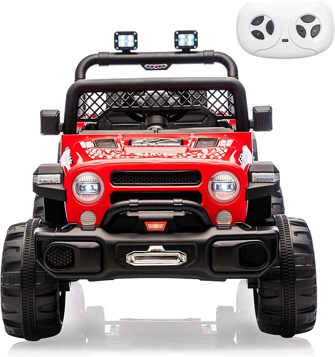 12V Kids Electric Ride on Truck，Parent Remote Control Car for Kids| Features 3 Speeds to 6MPH, 2 * 550w Moto, Spring Suspension, LED Lights, Music | for Children Aged 2-8 Years, Red