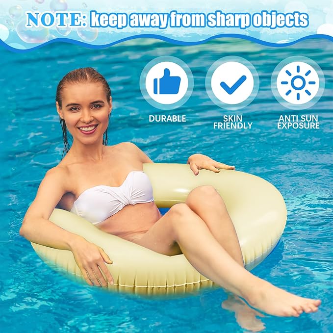 6 Pcs Inflatable Pool Floats 24 Inches Swim Tube Bulk Swimming Ring Pool Floaties for Beach Party Decorations Women and Men River Lake Summer Vacation Holiday (Yellow)
