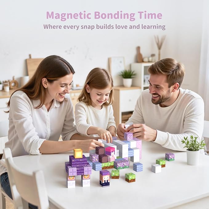 Magnetic Blocks Kid Building Toys - 120Pcs Magnet Cubes Toddler Montessori Sensory STEM Toy for 3-5 4-6 5-7 6-8 Year Old Boys Girls, Build Magic Castle Set