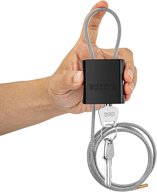 Adjustable Cable Locks with 3 Keys | L 3.28ft x D 1/6in Aluminum Steel Cable Padlock for Bikes, Gate, Lockers & Outdoor Gear | Keyed Different & Black