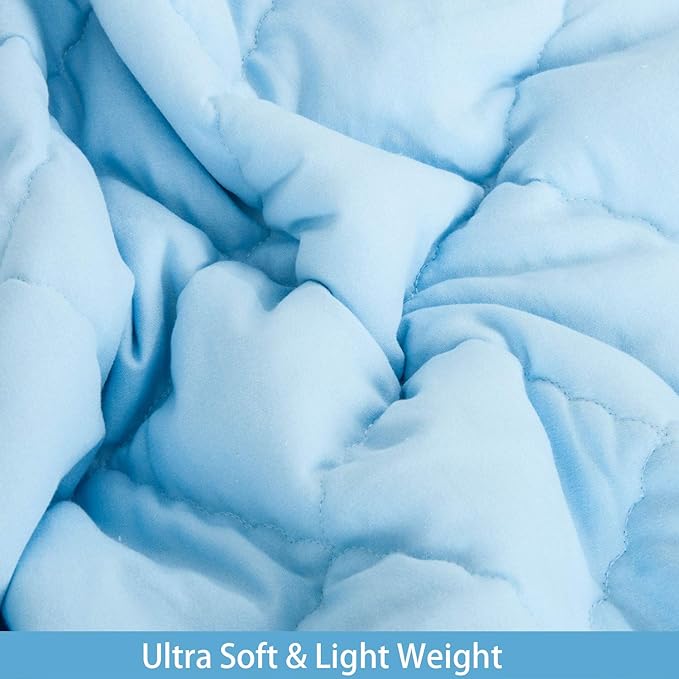 NTBAY Down Alternative Oversized Toddler Comforter, Super Soft and Warm Solid Color Baby Crib Quilted Blanket, 43x60 inches, Aqua