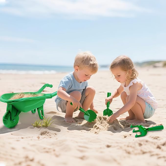 Duckura Kids Gardening Tools Set - 4pcs Garden Tool for Kids with Shovel, Rake, Hoe, Outdoor Summer Yard Lawn Digging Toys, Halloween Birthday Gifts for Boys Girls Age 2 3 4+ Years Old