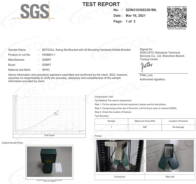 BETOOLL Swing Set Bracket with All Mounting Hardware Middle Bracket