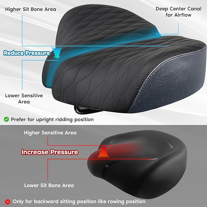 X WING New-Age Noseless Bike Seat Cushion for Men & Women - Extra Padding & Wide - Suitable for City, Electric, Stationary Bikes - Compatible with Peloton Bikes – Wide Winged Bike Seat with Cushion