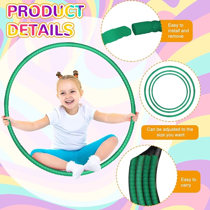 Shappy 6 Pcs Exercise Hoop Detachable Adjustable Plastic Toy Playground Toys Colored Hoop Circles for Teens Games Gymnastics Dog Agility Equipment Party Decor