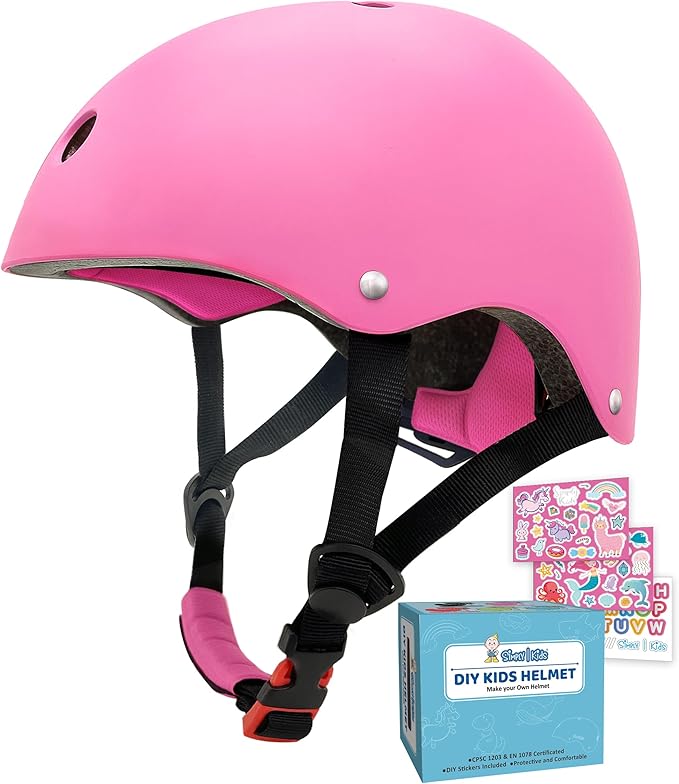 Simply Kids Bike Helmet with DIY Stickers, CPSC & CE Certified - Toddler Helmet for Skateboard Roller-Skating Bicycle Scooter