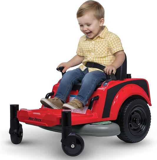 Kid Trax 12V Zero Turn Lawn Mower Jr. Ride on Toy - Riding Lawn Mower, Outdoor Toys, Kids Electric Car, Tractor Toy, Dual Handle, Twist and Turn, Speed to 2.5 MPH, Max Weight of 66lbs, Age 2-5, Red