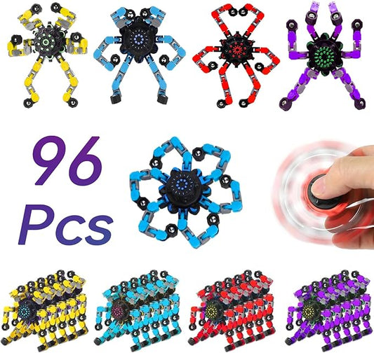 96pcs Transformable Fidget Spinners Children's Advanced Fidget Toys for Stress Relief Ideal Fidget Spinners for Sensory Toys for Boys and Girls with Autism，Party Favors