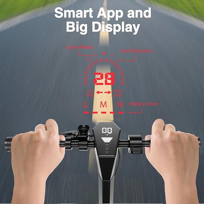 Electric Scooter Adults, 500/600W Motor, 28 MPH Top Speed,10" Vacuum Big Tires, Foldable E-Scooter with App Control & Disc Braking System for Smart APP Contro