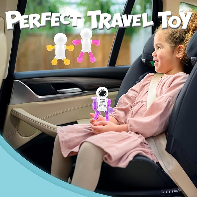 4Pcs Telescopic Suction Cup Astronaut Toys,Sensory Toys for Kids 3-5 5-7,Toddler Toy,Fidget Toy,Toddler Travel Essential for Airplane,Pop Tubes, Christmas Stocking for Kids Boys Girls K