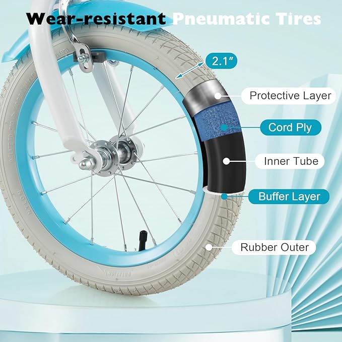 BABY JOY Kids Bike, 12 14 16 18 20 Inch Boys Girls Bike w/Adjustable Seat, Removable Basket, Handbrake & Coaster Brake, Training Wheels or Kickstand, Kids Bicycle with Multi-Color