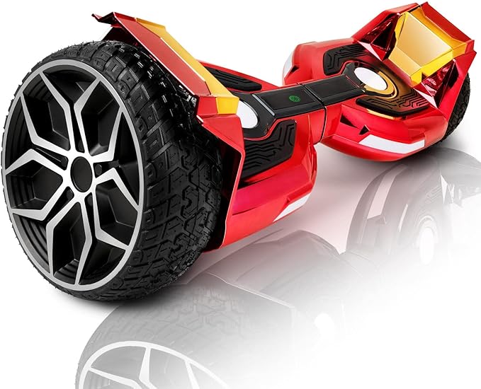 8.5” All Terrain Hover Board, Off Road Self Balancing Scooter with Bluetooth and LED Lights, UL2272 Safety Certified (Red)