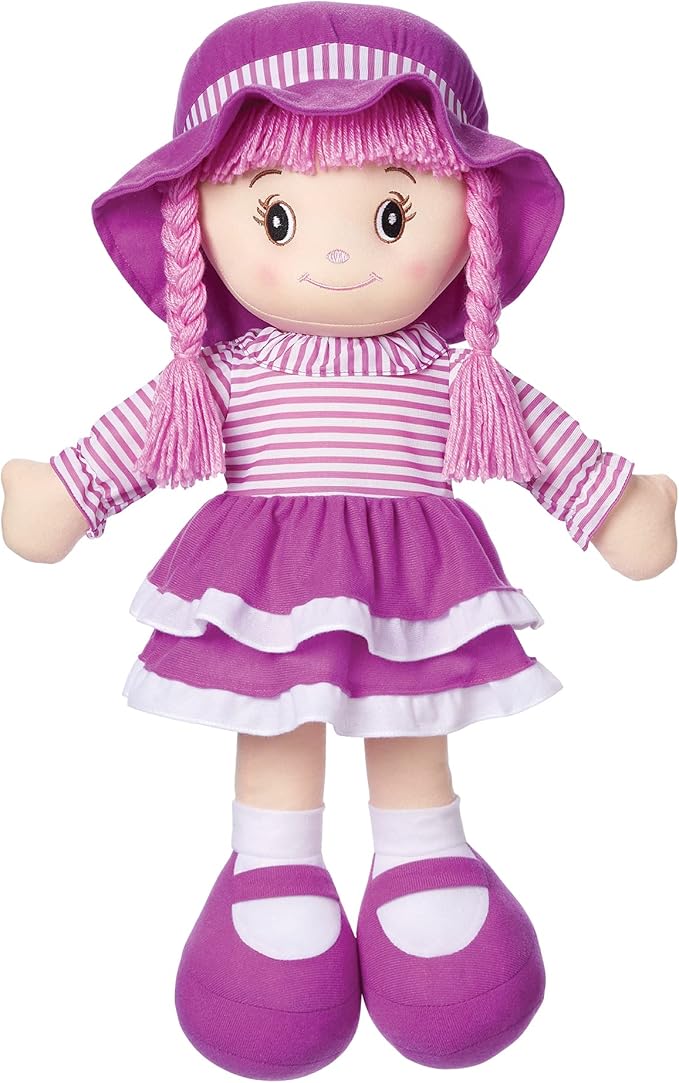 LOVE & HUG 24" Huggable Doll Soft Doll with Purple Dress and Yarn Hair