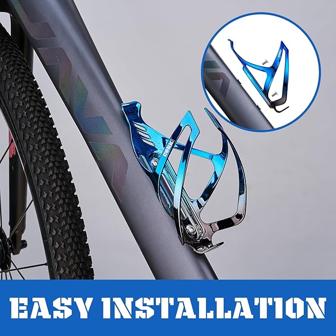 Corki Cycles Bike Water Bottle Holder Aluminum Alloy, Universal Bike Water Bottle Cage for Road, Mountain and Gravel Bikes - 1 Pack - Black&Blue