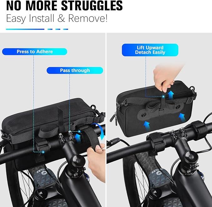 GXCROR Bike Handlebar Bag,Small Front Bike Bags with Shoulder Strap,Bicycle Bag Professional Cycling Accessories