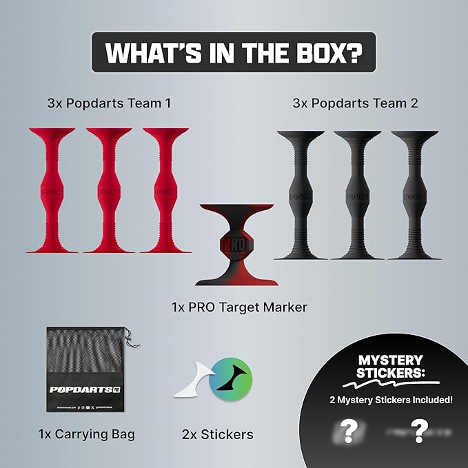 Popdarts PRO Pack Game Set (Red & Black) - Indoor, Outdoor Suction Cup Throwing Game - Competition with a POP