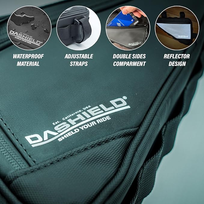 Bike Frame Bag Two Side Pockets Waterproof Reflective Bicycle Triangle Pouch, Storage Bag Strap-On, Mountain Road Bike MTB Cycling Bike Acessories, 2L