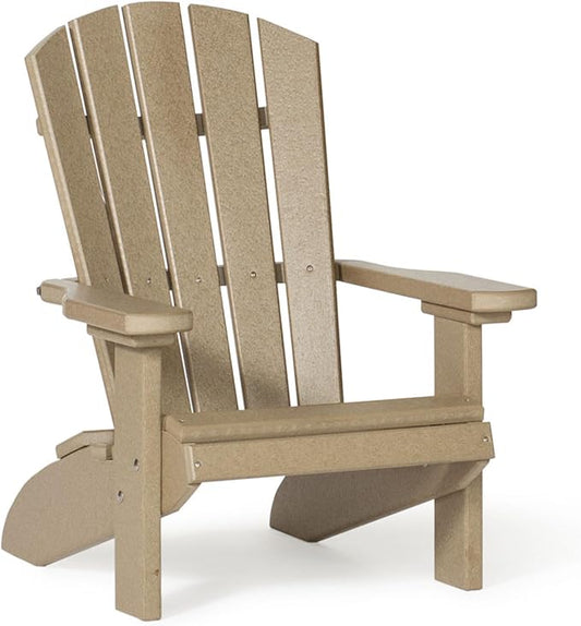 DutchCrafters Poly Kids Adirondack Chair, Outdoor Chair for Kids Ages 3–8, Durable Child-Sized Patio Seating for Camping and Backyard Play - Amish Made in USA (Weatherwood)