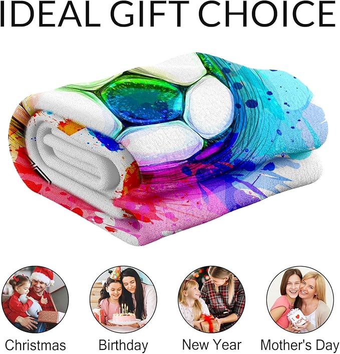 Personalized Soccer Throw Blanket with Name - Soft, Fuzzy & Warm - 50x60 Inches Throw Size Blanket for Couch, Office - Colorful Soccer Gifts for Girls, Boys