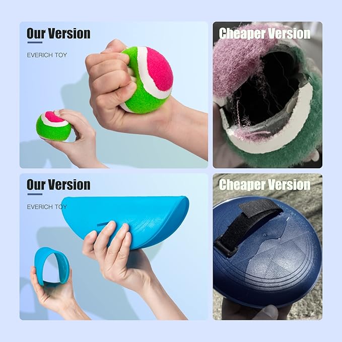 EVERICH Upgraded Toss and Catch Ball Game Set - Indoor and Outdoor Games for Kids 3-12, Beach Sand Pool Water Toy Includes 4 Paddles 4 Sticky Balls, Great Birthday Easter Gifts for Boys Girls