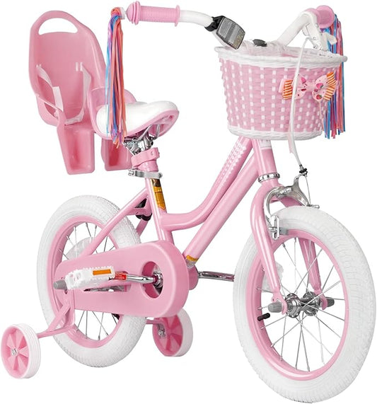 XJD Girls Bike for Toddlers and Kids Ages 2-12 Years Old,12 14 16 Inch Kids Bike with Training Wheels & Basket